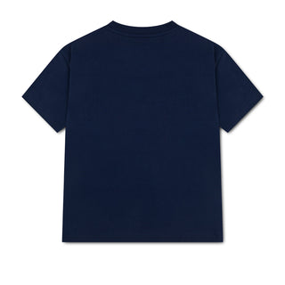 Back of plain navy youth T-shirt