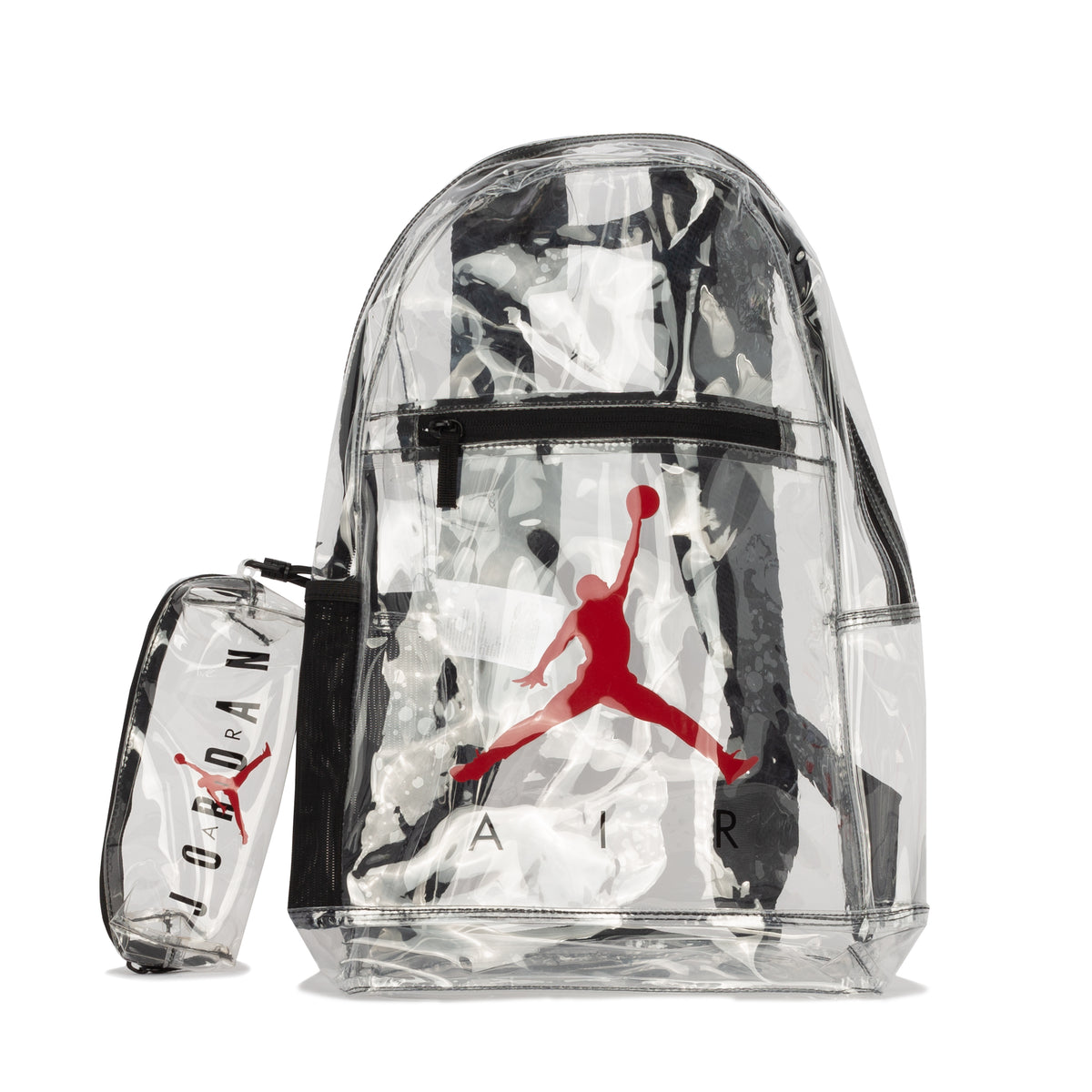 Jordan 2PC Clear Air School Backpack W/ Pencil Case | Clear/Red