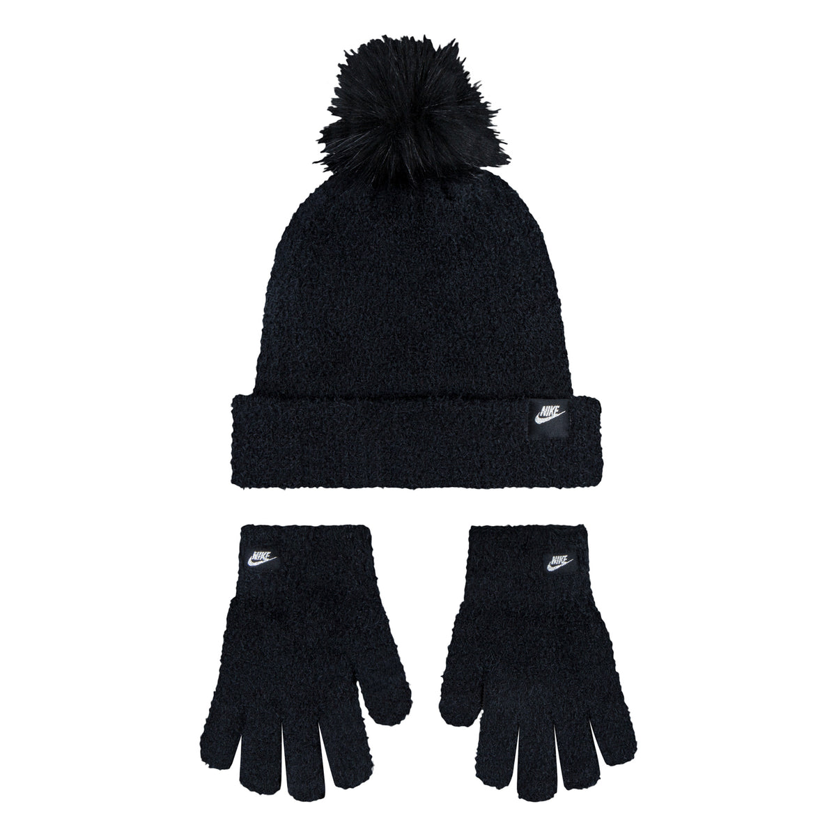 NIKE SMU Beanie Pom‎ Pom One Size Fits All NWOT Nike Youth Plush Pom Beanie & Glove Set | Black | ShopWSS main image 2