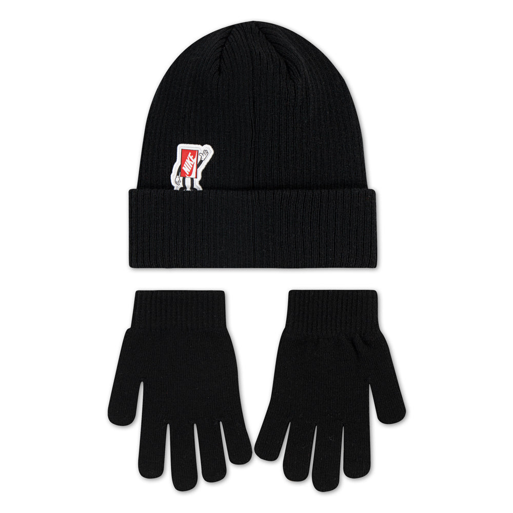 Nike Youth Patch Beanie & Glove Set | Black