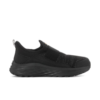 Women's slip-on sneaker, black knit upper and thick cushioned rubber sole