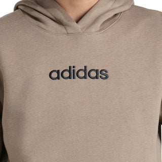 Beige hoodie with adidas logo patch on the chest
