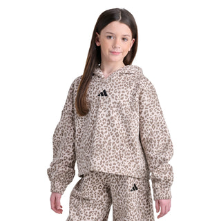 Youth leopard print hoodie with pullover hood and long sleeves