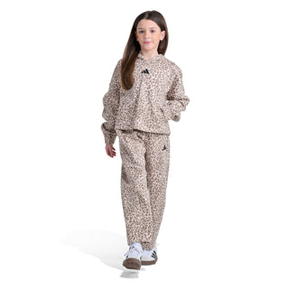 Youth leopard print pullover hoodie and matching joggers set