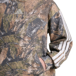 Camouflage hoodie sleeve with white side stripes and ribbed cuff