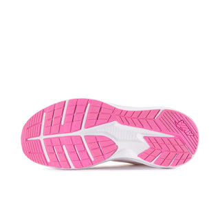 Women's wide-fit shoe outsole, pink traction tread with white midsole.