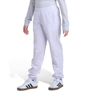 Youth light purple fleece joggers with side logo and relaxed tapered legs