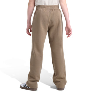 Khaki youth fleece jogger pants with elastic waistband and relaxed fit
