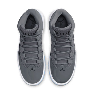 Men's high-top sneakers, lace-up dark gray with Jordan logos, white midsoles