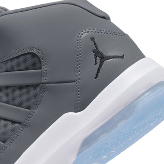 Men's high-top sneakers close-up: dark gray upper with Jordan logo on side