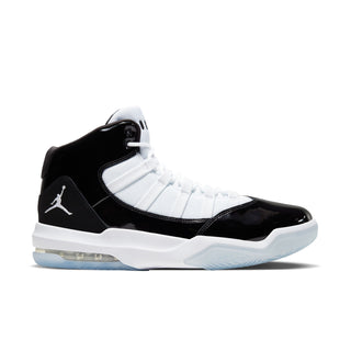 Max Aura men's high-top basketball shoes, black and white with white laces