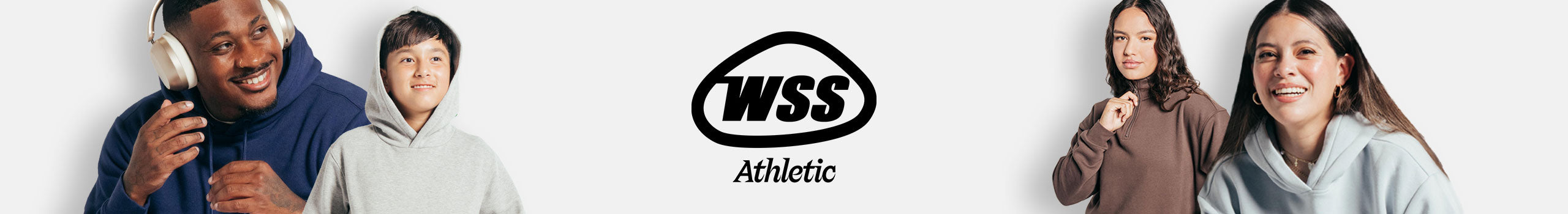 Two people wearing hoodies with WSS Athletic logo in the center.