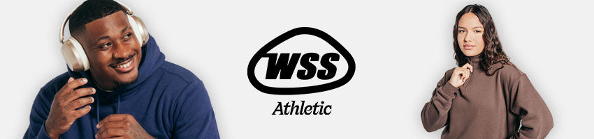 Two people wearing hoodies with WSS Athletic logo in the center.