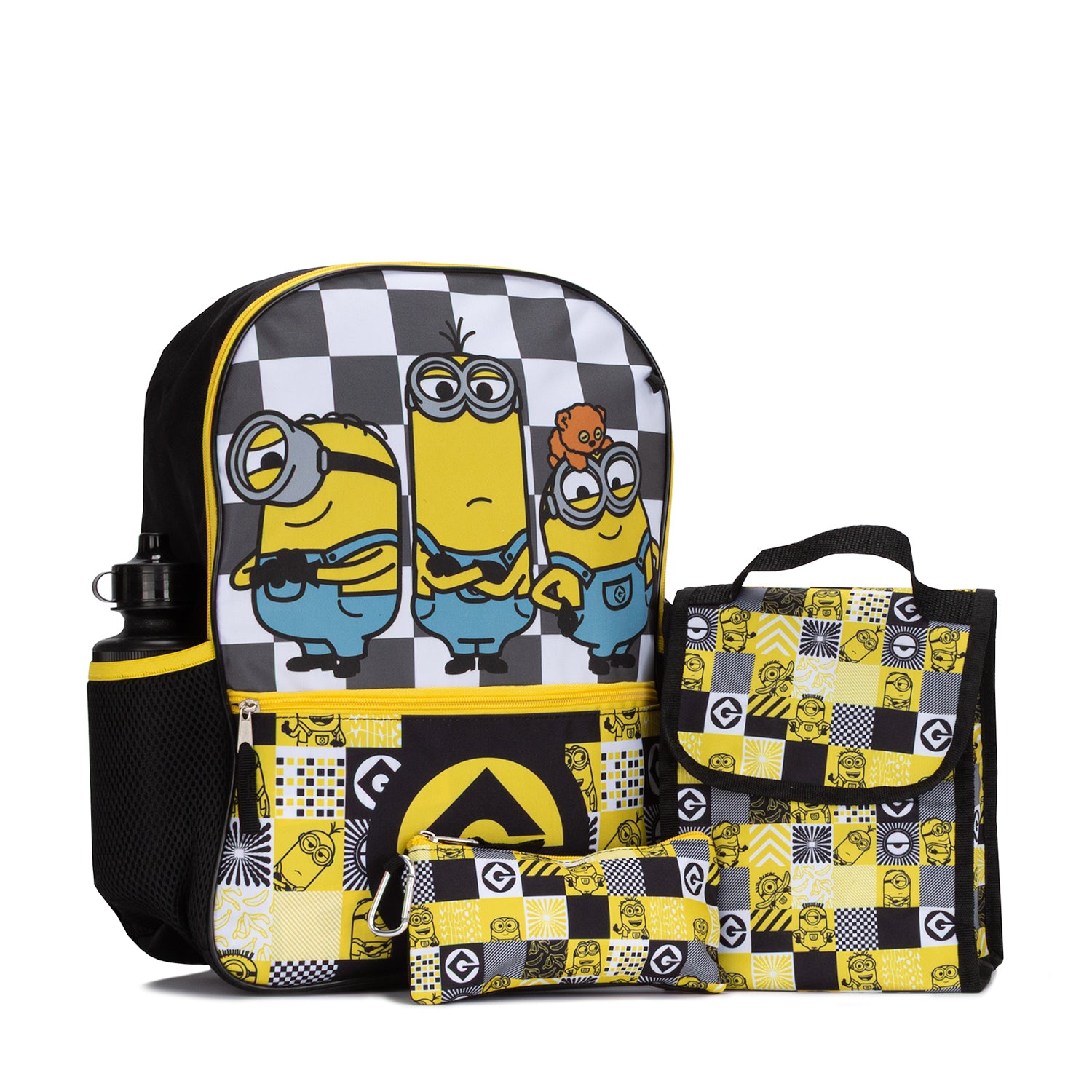Character 5 PC Minions Backpack Lunch Set | Black/Yellow