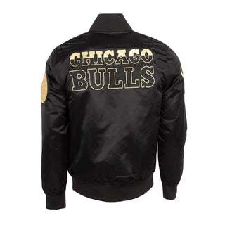 Bulls Black Gold Satin Jacket - Mens