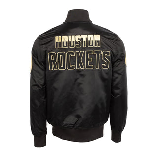 Rockets Black Gold Satin Jacket - Mens