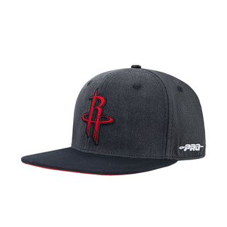 Washed black snapback cap with red Rockets logo and PRO embroidery on side