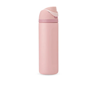 Rose quartz 24oz stainless steel bottle with flip sip lid and handle
