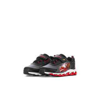 Toddler light-up sneakers, black with Cars character face and red light sole