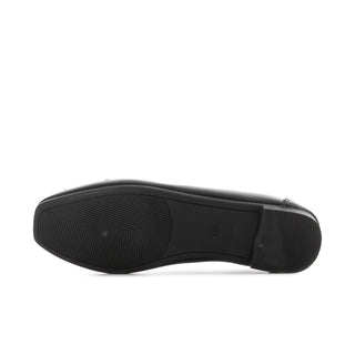 Black ballet flat outsole with textured tread pattern and low heel.