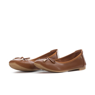 Camel women’s ballet flats with twin bows at toe and low profile sole