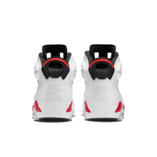 Men's white high-top sneakers with black heel support and red outsole trim