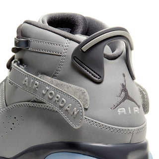 Mens high-top sneaker side close-up with AIR JORDAN text and Jumpman logo