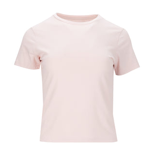 Women's baby tee in primrose light pink, crew neck short sleeves