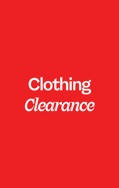 Red background with 'Clothing Clearance' text in white