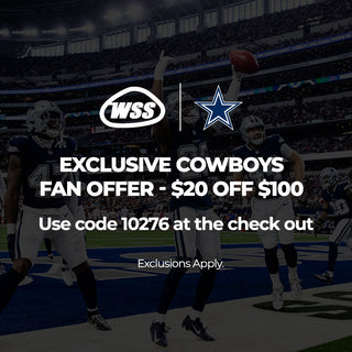 WSS and Dallas Cowboys promo banner offering $20 off $100 with code 10276.