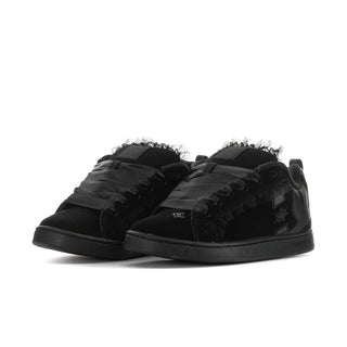 Black women’s low-top sneakers with lace-up front and star accents