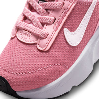 Toddler Air Max INTRLK Lite sneaker upper detail, pink knit with stitched overlays