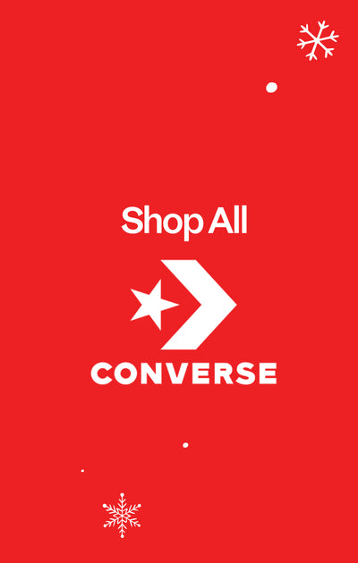 Red background with white Converse logo and text