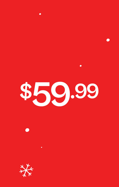Red background with white text displaying $59.99 and a snowflake icon.
