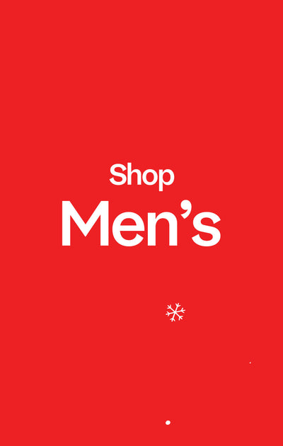 Red background with 'Shop Men's' text in white