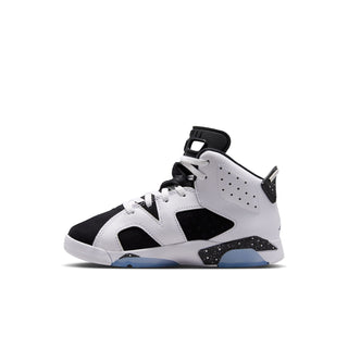 Kids Retro 6 sneakers, white leather-look with black overlays and blue-tinted sole