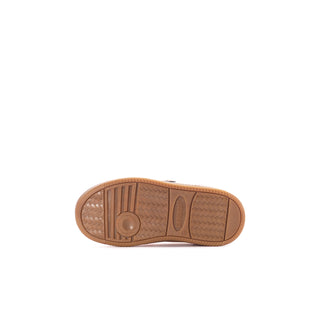 Textured brown rubber outsole for pink toddler sneakers
