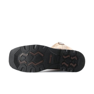 Work boot outsole with rugged tread in dark rubber