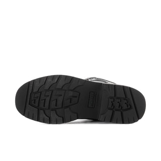 Men's wide steel toe work boots outsole with rugged rubber tread pattern