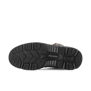 Boot outsole with deep tread and rugged rubber lug pattern
