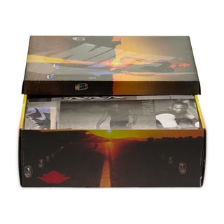Jordan shoe box lid with graphic design and wings logo
