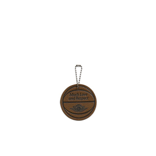 Round hang tag pendant reading "Much Love and Respect" with Air Jordan logo