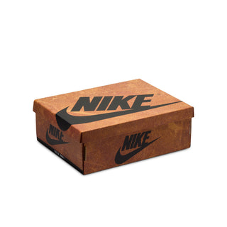 Nike shoebox in brown with large black swoosh logo