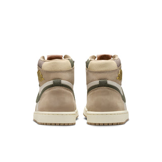 Back view of high-top sneakers with tan heel tabs, sail collars, and rubber cup sole