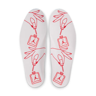 Shoe insoles with red Air Jordan-style line graphics