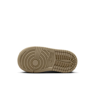 Toddler high-top sneaker outsole with textured rubber tread and circular grip pattern