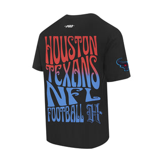 Men's black Houston Texans wave T-shirt with large back 'Houston Texans Football' design