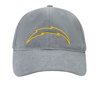 Gray strapback cap with yellow lightning logo on front