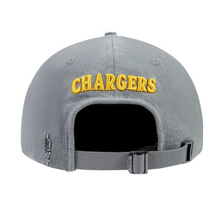 Gray strapback cap with CHARGERS wordmark and adjustable back strap