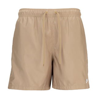 Men's parachute beige shorts with elastic waistband and drawstring ties